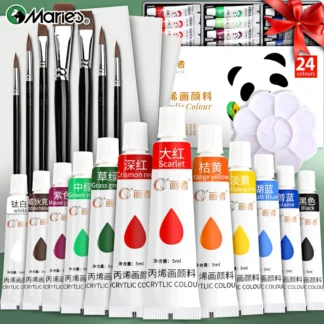 23/29/35 pcs Acrylic Paint Set,Professional 12/18/24 Colors 5ml/Tubes Kit for Paper,Wood,Canvas,Rock,Ceramic,DIY for Adults