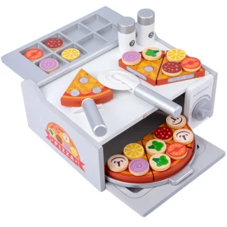 Kids Simulation Food Kitchen Toys Wooden Pizza Cutting Pretend Play House Oven BBQ Rack Set Children Educational Cooking Toys