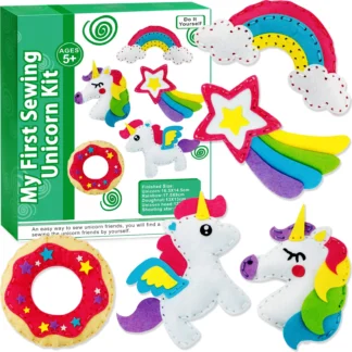 5 pcs DIY Sewing Fabrics Unicorn Crafts Felt Kit for Kids DIY Craft Supplies Kits Sets Gifts for Kids Adults Boy Teenager Girls