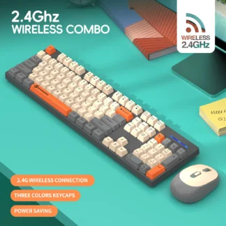 2.4G Wireless Gaming Mouse and 104 Keys Keyboard Combo with USB Receiver and Battery 1600 DPI Adjustable for Office Work Mouse