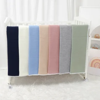 Solid Baby Receiving Blankets for Girl & Boy 90*70cm Knitting Newborn Netural Dual-Use Crib Nap Bedding Sheets Children Cellular