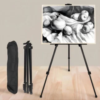 Portable Adjustable Metal Easel for Sketch Drawing, Artist Art Supplies Stand, Foldable Travel Easel, Shelf with Bag, Outdoor