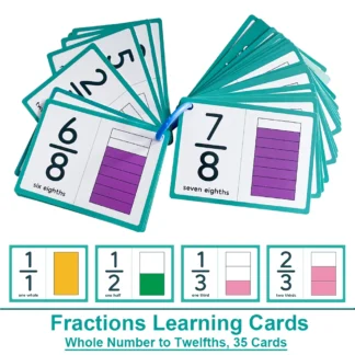 Montessori Fraction Number Maths Flash Cards Compare and Simplify Fractions for 2-5 Grade Elementary School Teaching Aids