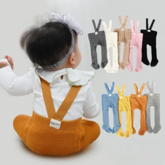 Xmas Baby Girl Boy Stocking 0-24M Infant Toddler Knit Tights Newborn Suspender Tights Pantyhose Solid High Waist Overall Legging