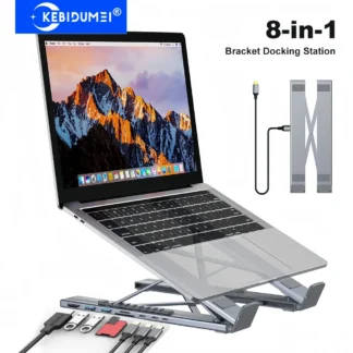 Tablet Bracket Docking Station 8-in-1 USB C Docking Station Aluminium Alloy Laptop Holder TYPE-C to HDMI Adapter USB Splitter