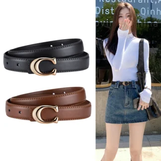 C-shaped Smooth Buckle Simple Women's Soft Durable Belt Fashion Women's Clothing Accessories Paired With Business Casual Belt