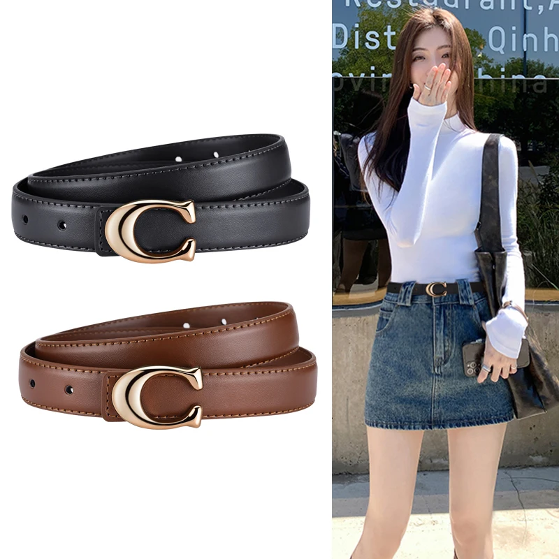 C-shaped Smooth Buckle Simple Women's Soft Durable Belt Fashion Women's Clothing Accessories Paired With Business Casual Belt