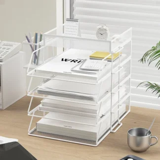 Office File Box Desktop A4 Document Organizer Stackable Laminated Papers Rack All-purpose Bathroom Storage Tray for Home