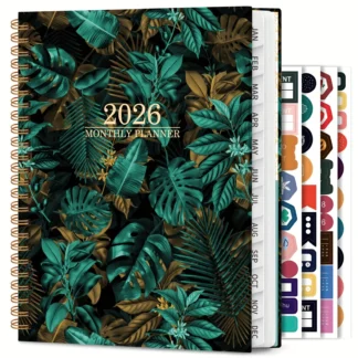 2026 Notebook - Weekly and Monthly Calendar Organizer with Stickers, Flower Design - Suitable for Home, Office, School