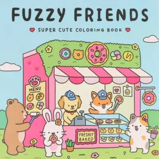FUZZY FRIENDS Cute Comfy Coloring Book for Adults and Teens Featuring Adorable Creatures in Cozy Hygge Moments for Relaxation