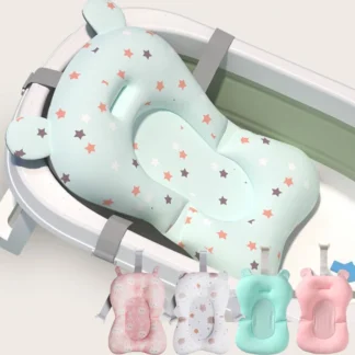 Baby Shower Bath Tub Pad Non-Slip Newborn Bathtub Mat Safety Nursing Foldable Support Comfort Body Cushion Mat Pillow Cartoon