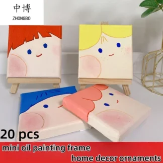 20 Pcs Mini Oil Painting Frames Wooden Decorative Art Frames For Home Wall Desk Decoration Small Canvas Display Ornaments