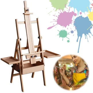 Beech Multifunctional Easel with Drawer Tray Foldable Flat Easel Foldable Adjustable Easel for Children Sketch Oil Painting