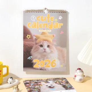 2026 A4 Wall Calendar Cute Animal Planning Calendar Paper Cover Daily Weekly Monthly Schedule Calendar For Home School Office