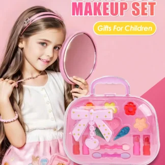 Birthday Christmas Gift for Kids Party Cosplay,Princess Make Up Box Washable Pretend Play Cosmetics Handbag  Toy
