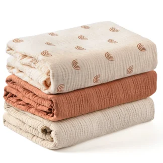 3PCS/set Soft Breathable Newborn Baby Receiving Blanket Muslin Swaddle Blankets