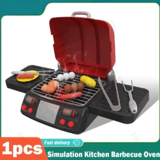 Simulation Kitchen Barbecue Toys for Girls Electric Barbecue Oven Pretend Play Food BBQ Toy Set Play Role Montessori House Play