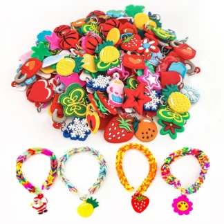 48pcs Pendants DIY Colorful Loom Rubber Band Bracelet Jewelry Making Beads Toy  Colorful Animal Flower Beads Random Style 2023