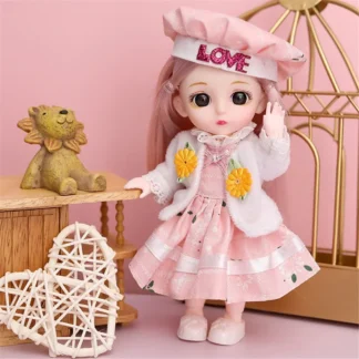 16cm 1/12 Cute Princess Doll 13 Joints BJD DIY Doll Toys with Clothes Shoes Movable Sweet Face Child Girl Birthday Gift for Kids
