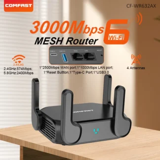 Comfast 3000Mbps WIFI 6 Mesh Router MESH WiFi System 2.5 Gigabit Port Wi-Fi Router 4 Antennas Range Extender EU Plug