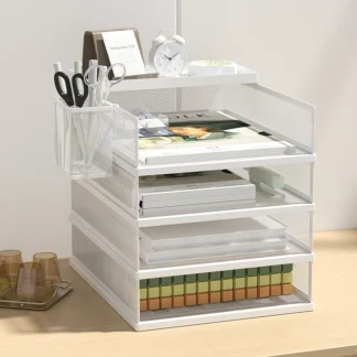 Metal Mesh Desk Organizer Box Office A4 Paper Organizer Document File Letter Book Pen Brochure Filling Tray Rack Shelf Carrier