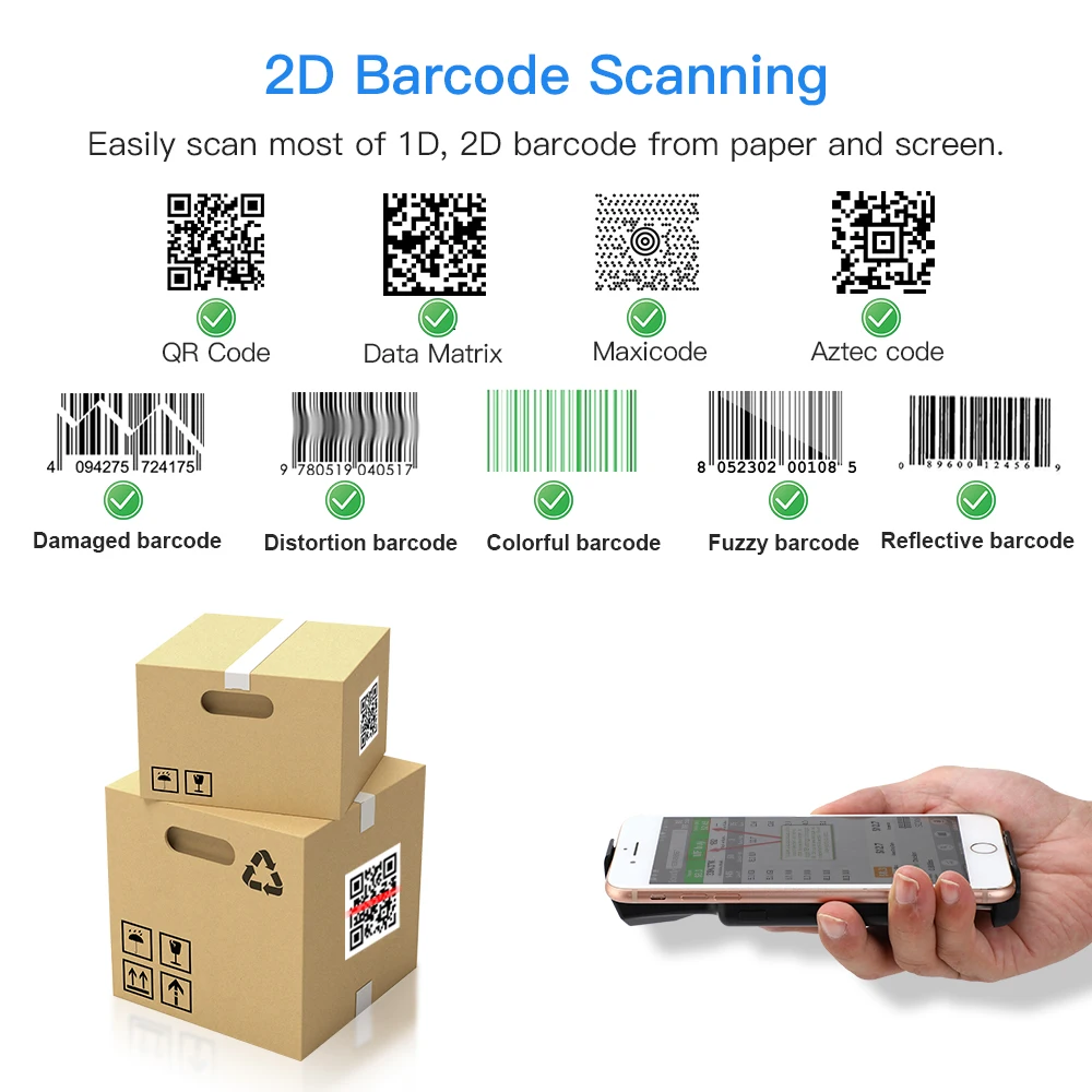 Eyoyo EY-017 2D Back Clip Bluetooth Barcode Scanner Portable Barcode Reader Data Matrix 1D QR Bar Code Reader Android IOS System - Image 2