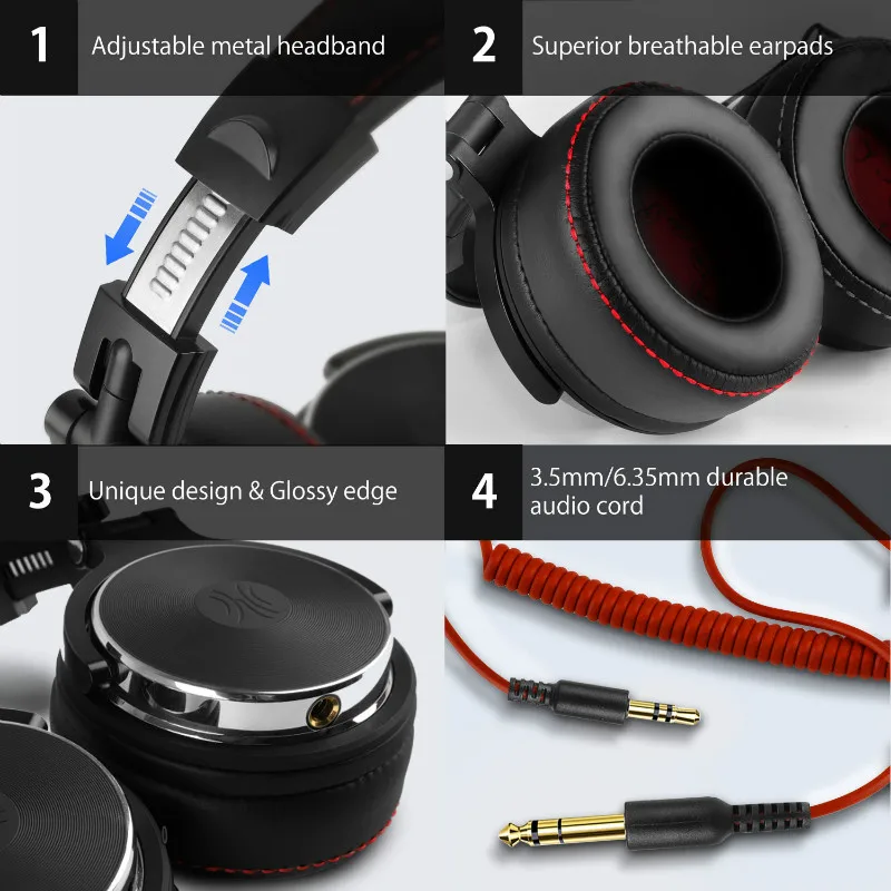 Oneodio Wired Professional Studio Pro 50 DJ Headphones With Microphone Over Ear HiFi Monitor Music Headset Earphone For Phone PC - Image 3