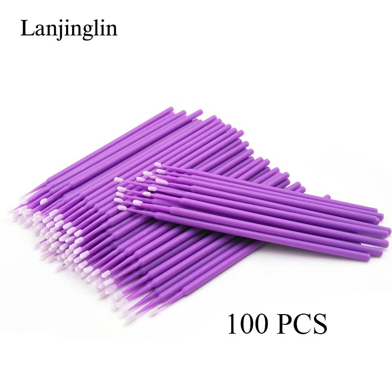 100/200pcs Eyelash Cleaning Brush Lash Extension Micro Cotton Swab Eyelashes Microbrush Beauty Makeup Clean Remover Tools - Image 15