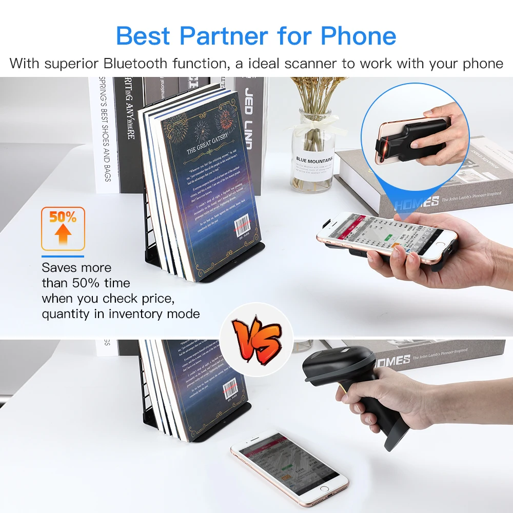 Eyoyo EY-017 2D Back Clip Bluetooth Barcode Scanner Portable Barcode Reader Data Matrix 1D QR Bar Code Reader Android IOS System - Image 4