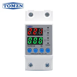 TOMZN Din Rail 60A 230V Adjustable Over Voltage and Under Voltage Protective Device Protector Relay TOMZN TOVPD1-63
