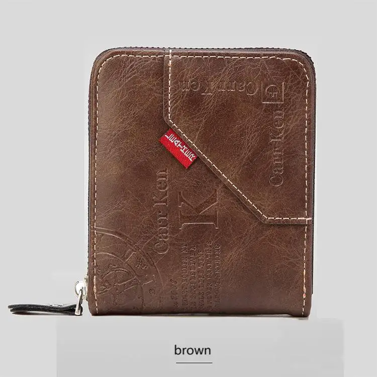 Men's PU Waxed Oil Leather Wallet Short Bifold Coin Purse with All-Around Zipper for Cash And Cards - Image 7