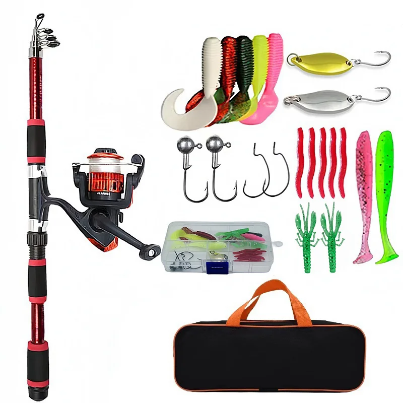Fishing Pole Set Full Kits With Telescopic Fishing Rod And Spinning Reel Baits Hooks Travel Pole Set - Image 8