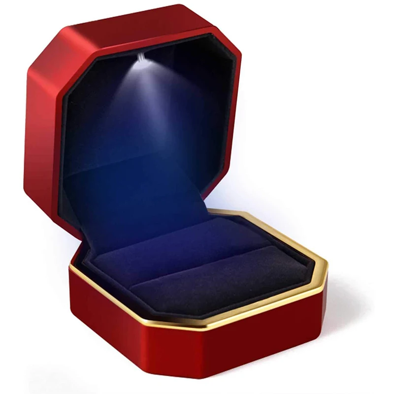 1 Pcs LED Jewelry Ring Box Luxury Velvet Rubber Necklace Pendant Gifts Display With Light For Proposal Engagement Wedding Case - Image 20