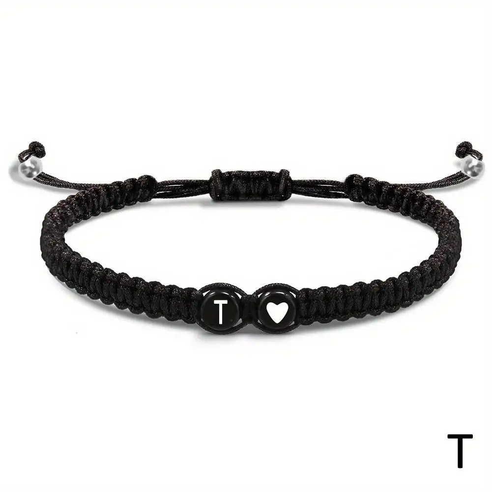 26 Letters Initial Heart Bracelets Handmade Adjustable A-Z Name Braided Bracelets For Women Men Friendship Jewelry Gifts - Image 24