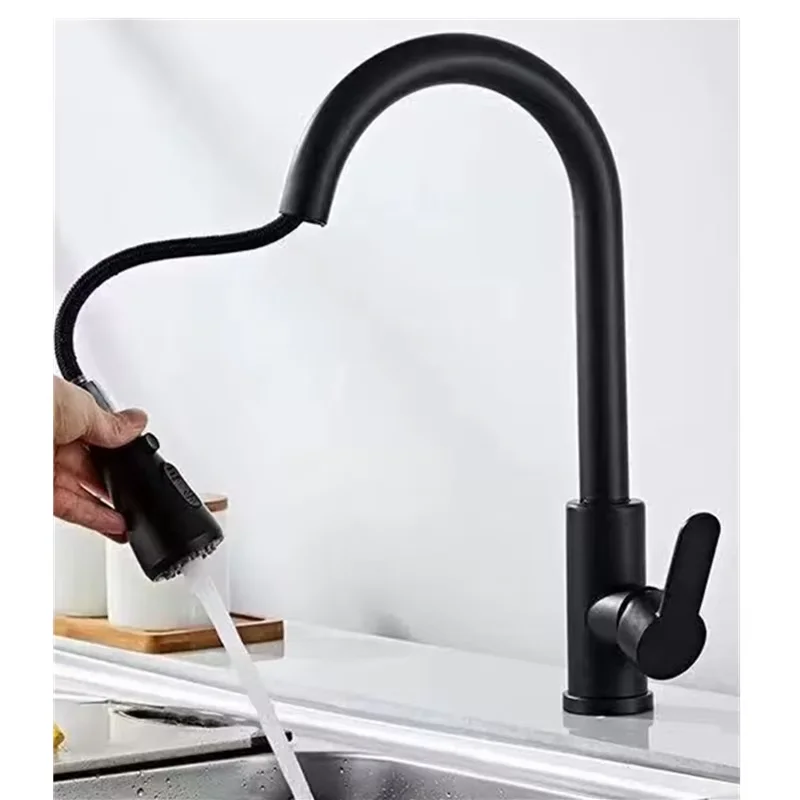 Kitchen Faucet Pull Out Brushed Nickle Stainless Steel Black Kitchen Mixed Tap Kitchen Sink Tap - Image 9