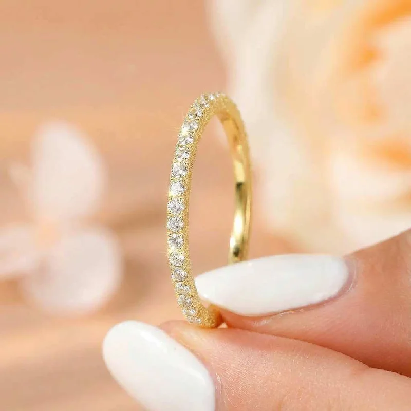 925 Sterling Silver 2mm Fashion Simplicity Half Full Zircon Stackable Plain Ring For Women Daily Personalized Fine Jewelry