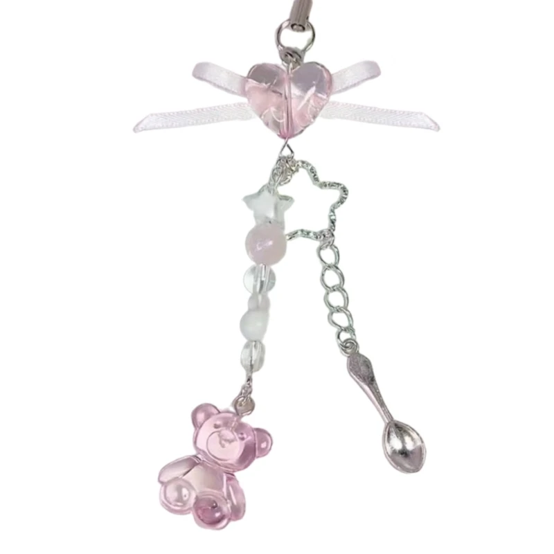 Sweet Bowknot Pendant Phone Chain Rope Wing Keychain Handmade Cellphone Strap Lanyard Acrylic Keyring Bag Ornament - Image 8