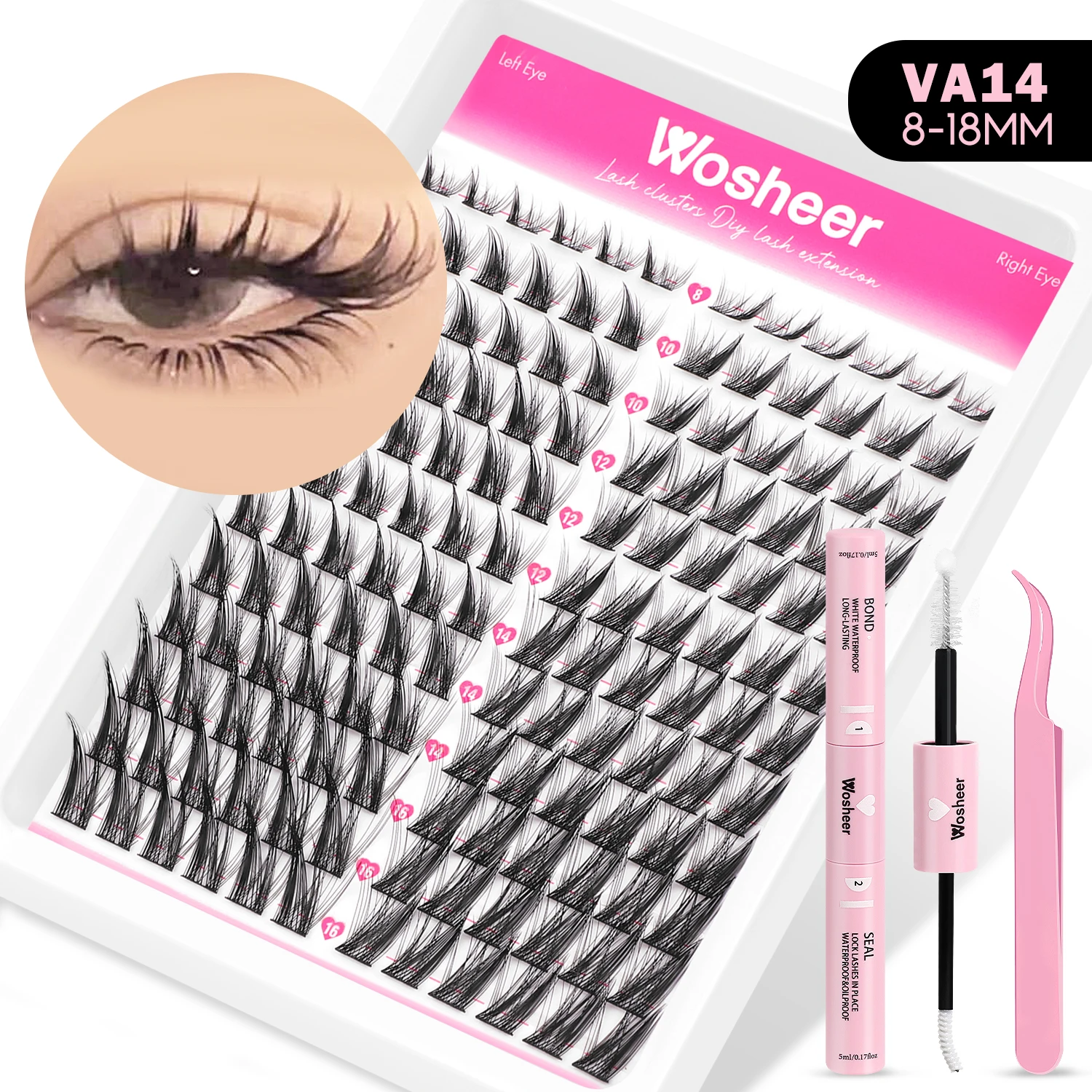 WOSHEER Lashes Cluster Kit Cat Lashes DIY Natural Eyelash Extension Kit Lash Bond & Seal Eyelash Clusters Set Makeup - Image 7