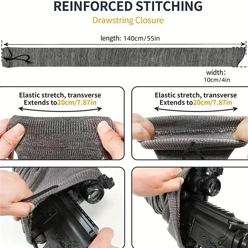 Silicone Treated Gun Sock Polyester Rifle Shooting Fishing Rod Protection Cover Bag Case Hunting Sleeve - Image 6