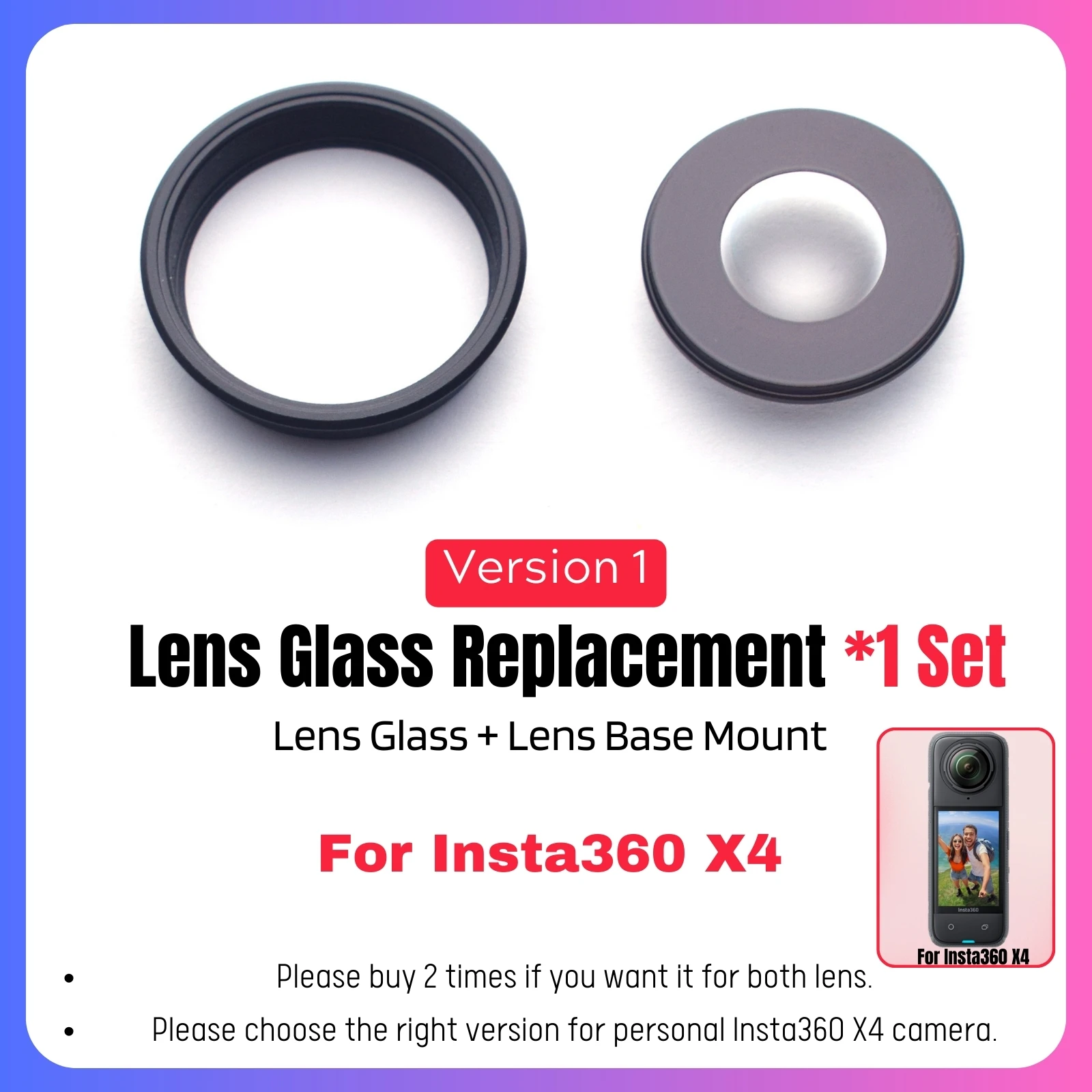 Lens Glass For Insta360 X4 X3 X2 360 Lens Replacement Repair Parts Ring Mount For Insta 360 X4 X3 ONE X2 ONE RS Accessories - Image 8