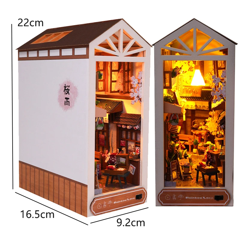 DIY Wooden Book Nook Insert Kit Doll Houses Building Toys Bookends Bookshelf Decor DollHouses Toys For Kids Xmas Gifts - Image 10