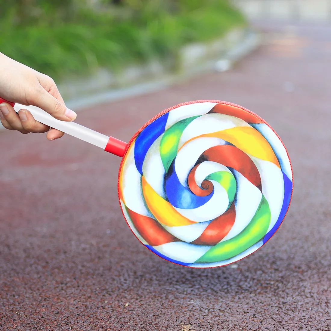 Orff 8 Inch Hand Drum Lollipop Style Percussion Instrument Portable Tambourine With Knock Stick Children Educational Kids Toys - Image 2
