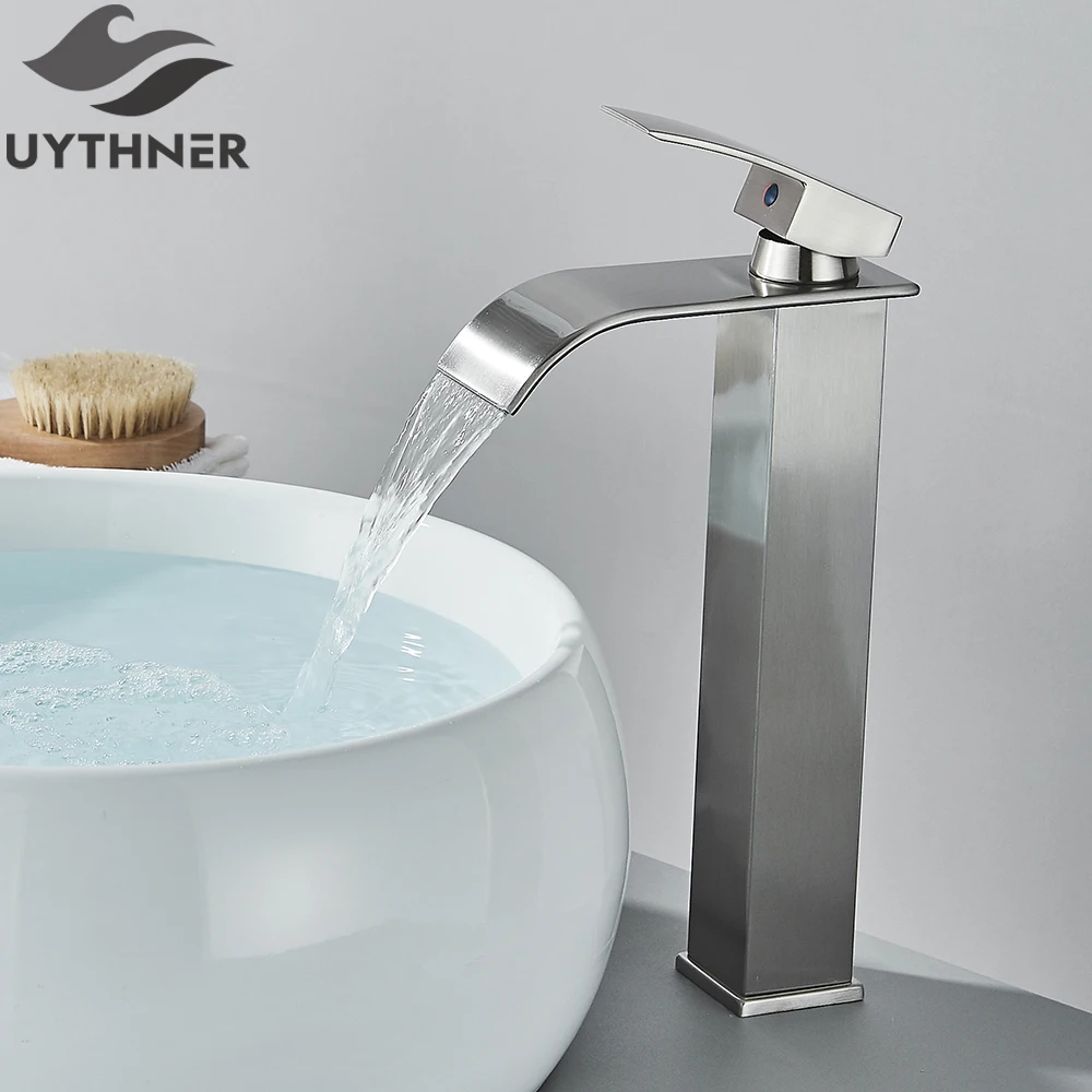 Brushed Golden Basin Faucets Elegant Waterfall Bathroom Sink Faucet Single Lever Hole Deck Mount Brass Mixer Taps - Image 8