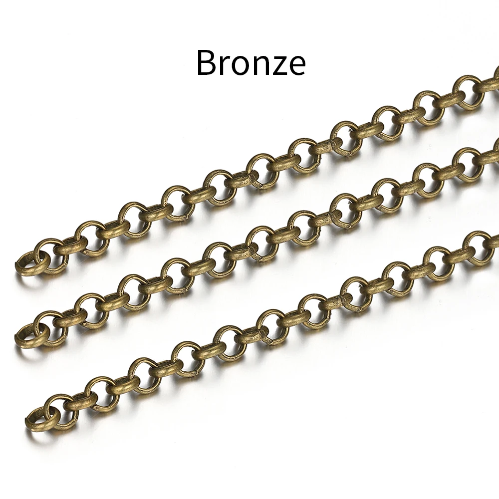2Meters Gold Color Round O Shape Necklace Bracelet Accessories 3.2/4.8/5.8mm Copper Chains For DIY Jewelry Making Components - Image 11
