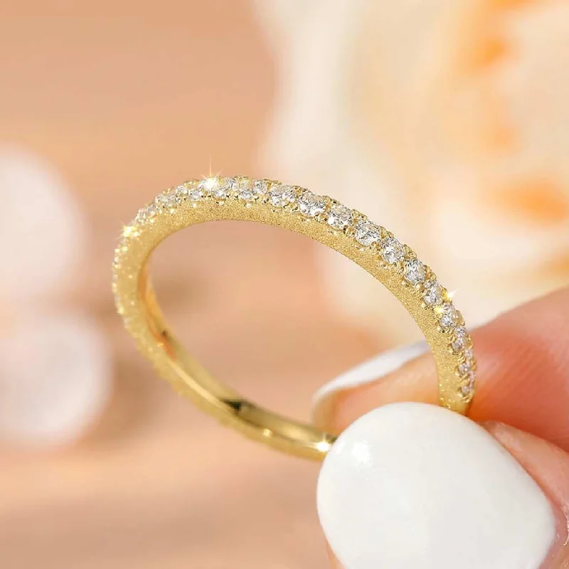 925 Sterling Silver 2mm Fashion Simplicity Half Full Zircon Stackable Plain Ring For Women Daily Personalized Fine Jewelry - Image 3