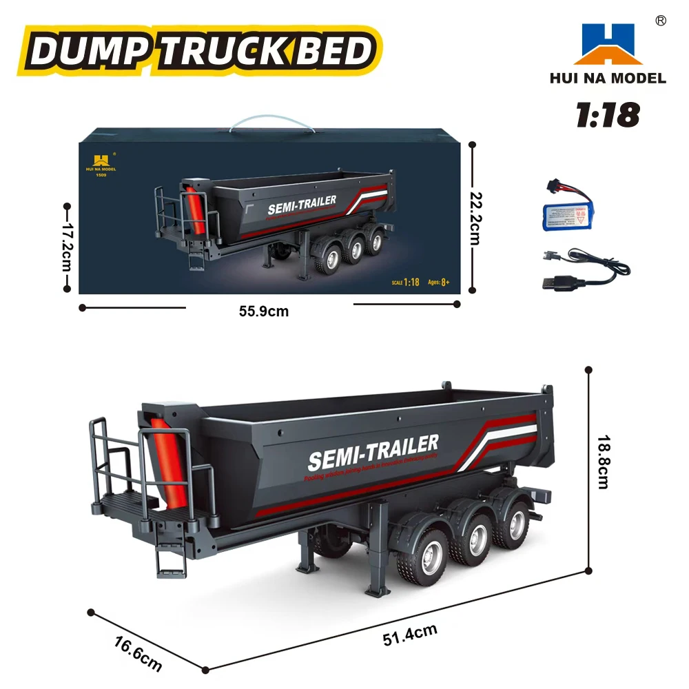 HUINA 1501 770S Alloy Tractor 19CH RC Truck 1/18 2.4G remote control Engineering Trailer Truck with Light and Sound Toys - Image 13