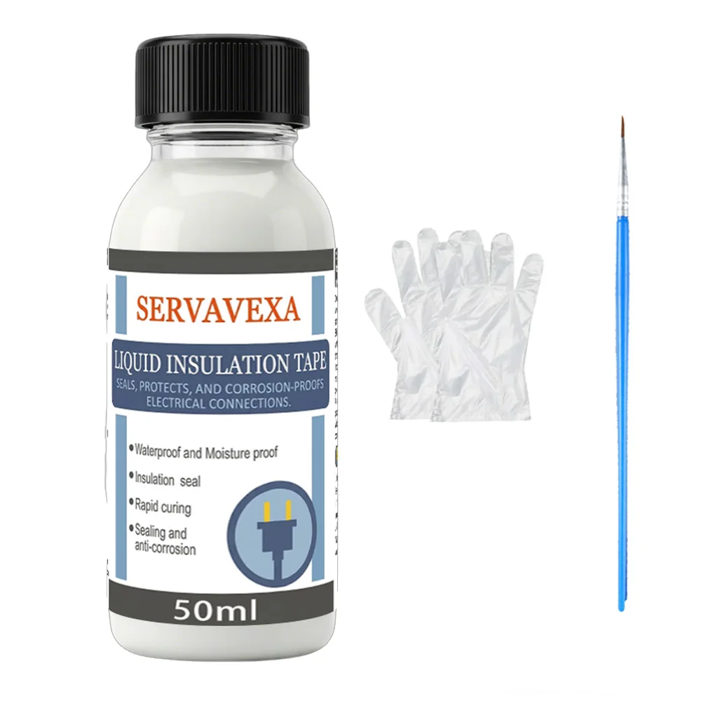 SERVAVEXA Liquid Electrical Tape Kit, Waterproof Insulation Sealant with Brush & Gloves, Rapid Curing for Outdoor Wiring - Image 9