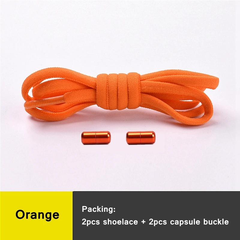 Clearance_21 Colors No Tie Shoelaces For Sneakers Elastic Shoe Laces Round Metal Lock Lazy Shoelace 1 Second quick on and off un - Image 7