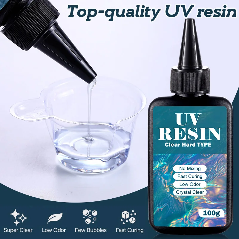 UV Resin Kit with Light Upgraded Hard Type Crystal Clear Ultraviolet Curing UV Resin for Craft DIY Jewelry Making Molds Casting - Image 3