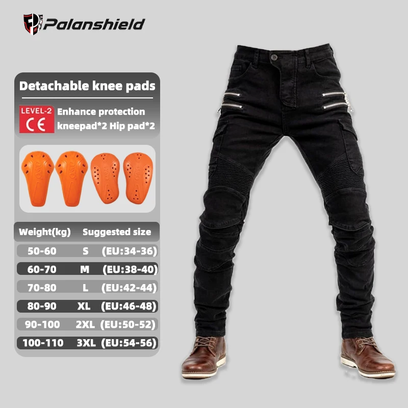 New Double Zipper Metal Style Motocross Moto Trousers Men For Woman Outdoor Riding Jeans With Protective Gear Motorcycle Pants - Image 17